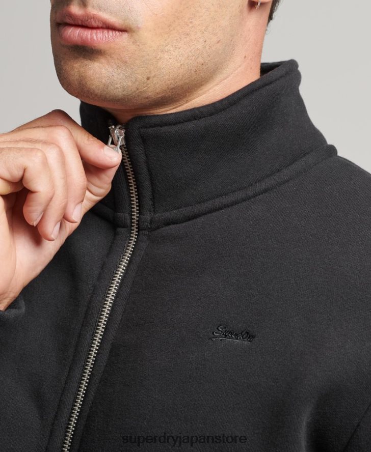 オーガニックコットン ヴィンテージロゴ ジップトラックトップ 男性 Superdry 衣類 黒 2J62PZ5030