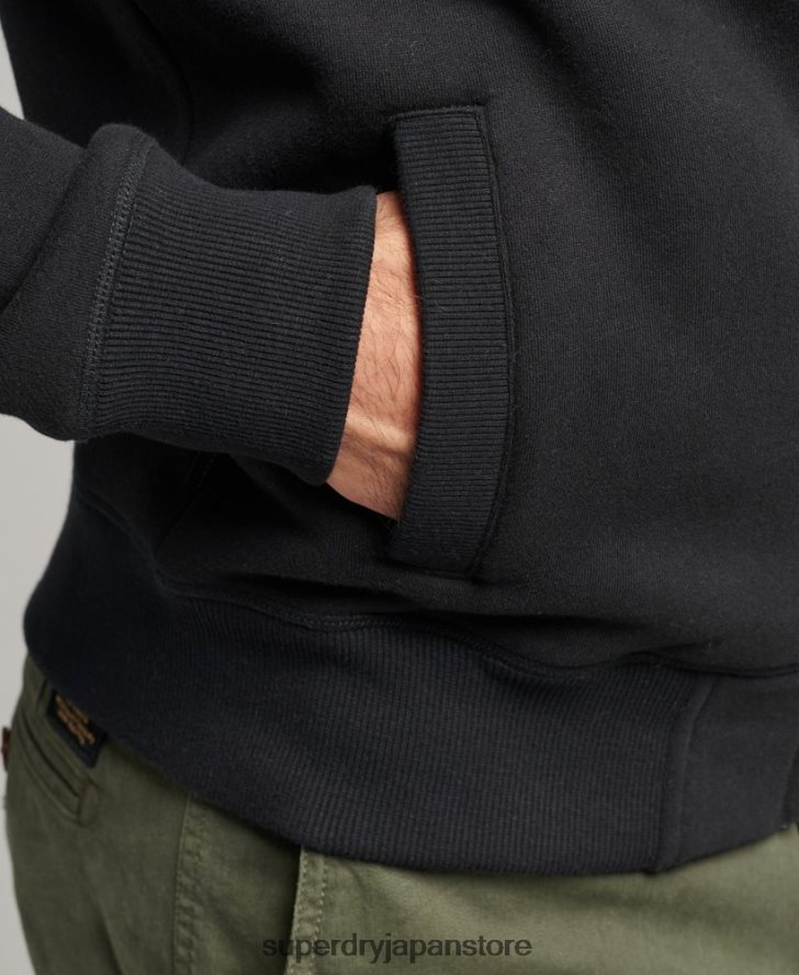 オーガニックコットン ヴィンテージロゴ ジップトラックトップ 男性 Superdry 衣類 黒 2J62PZ5030