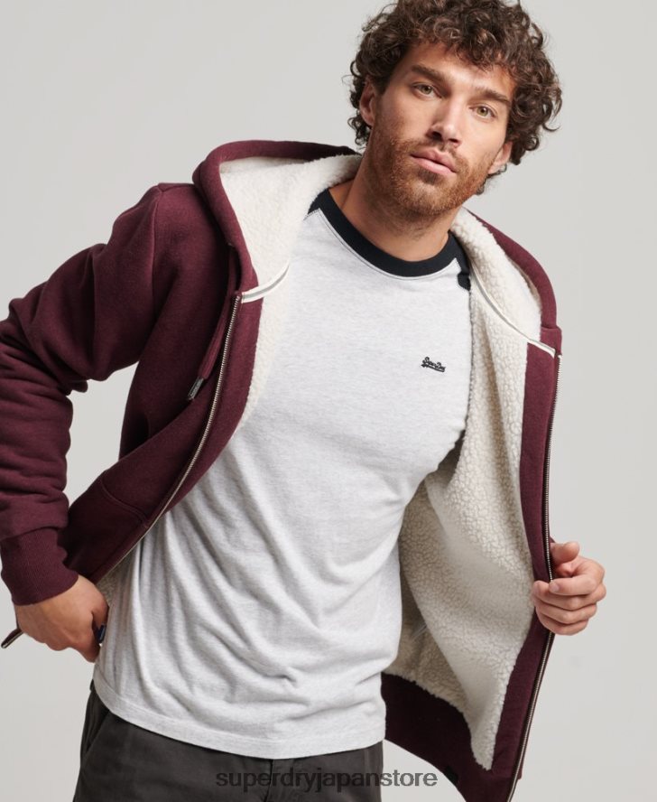 エッセンシャルボーグ裏地付きジップパーカー 男性 Superdry 衣類 赤 2J62PZ5032