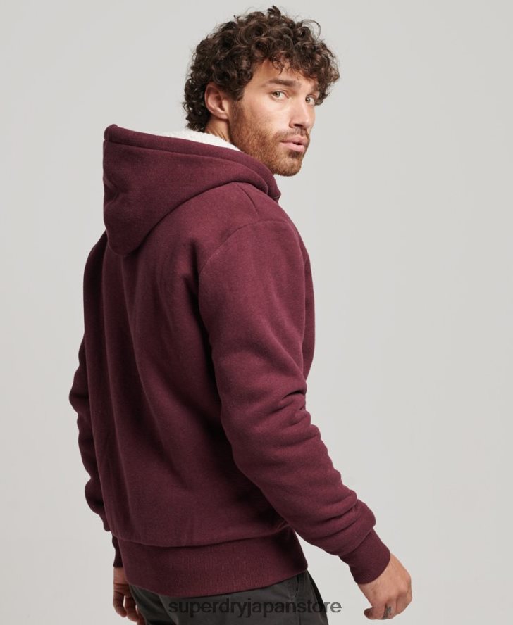 エッセンシャルボーグ裏地付きジップパーカー 男性 Superdry 衣類 赤 2J62PZ5032