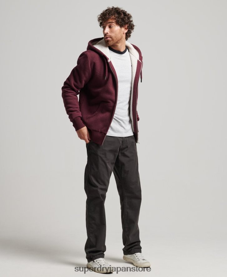 エッセンシャルボーグ裏地付きジップパーカー 男性 Superdry 衣類 赤 2J62PZ5032