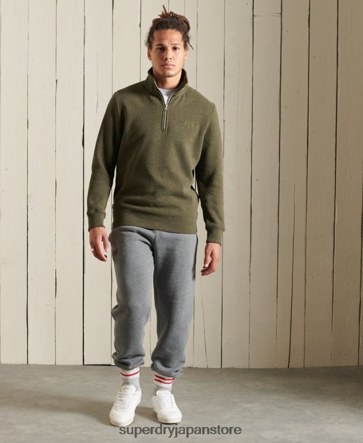 ヴィンテージロゴ刺繍ジップヘンリースウェットシャツ 男性 Superdry 衣類 カーキ 2J62PZ5033