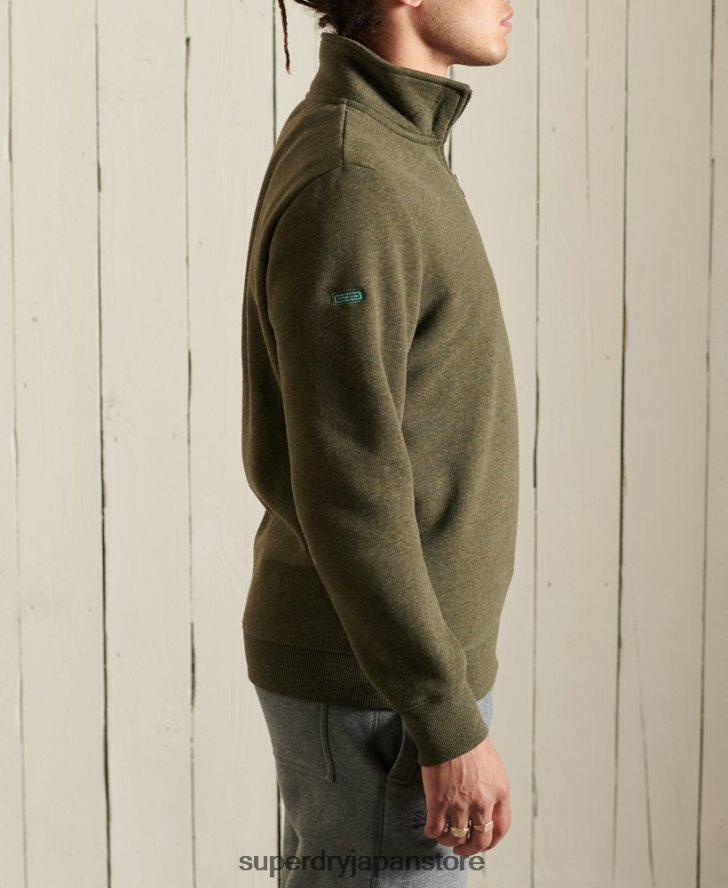 ヴィンテージロゴ刺繍ジップヘンリースウェットシャツ 男性 Superdry 衣類 カーキ 2J62PZ5033