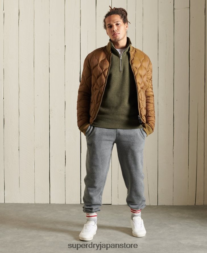 ヴィンテージロゴ刺繍ジップヘンリースウェットシャツ 男性 Superdry 衣類 カーキ 2J62PZ5033