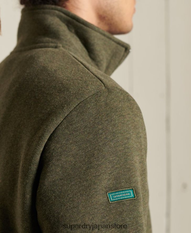 ヴィンテージロゴ刺繍ジップヘンリースウェットシャツ 男性 Superdry 衣類 カーキ 2J62PZ5033