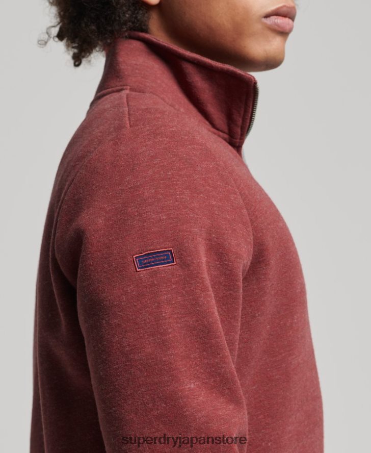 オーガニックコットン ヴィンテージ ロゴ ジップ ヘンリー スウェットシャツ 男性 Superdry 衣類 赤 2J62PZ5034