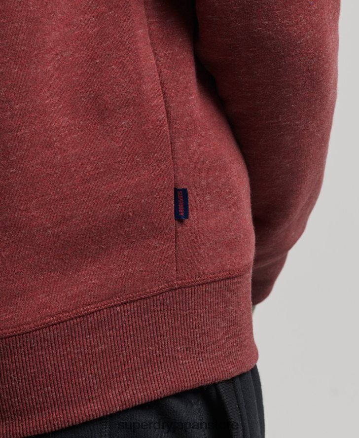 オーガニックコットン ヴィンテージ ロゴ ジップ ヘンリー スウェットシャツ 男性 Superdry 衣類 赤 2J62PZ5034