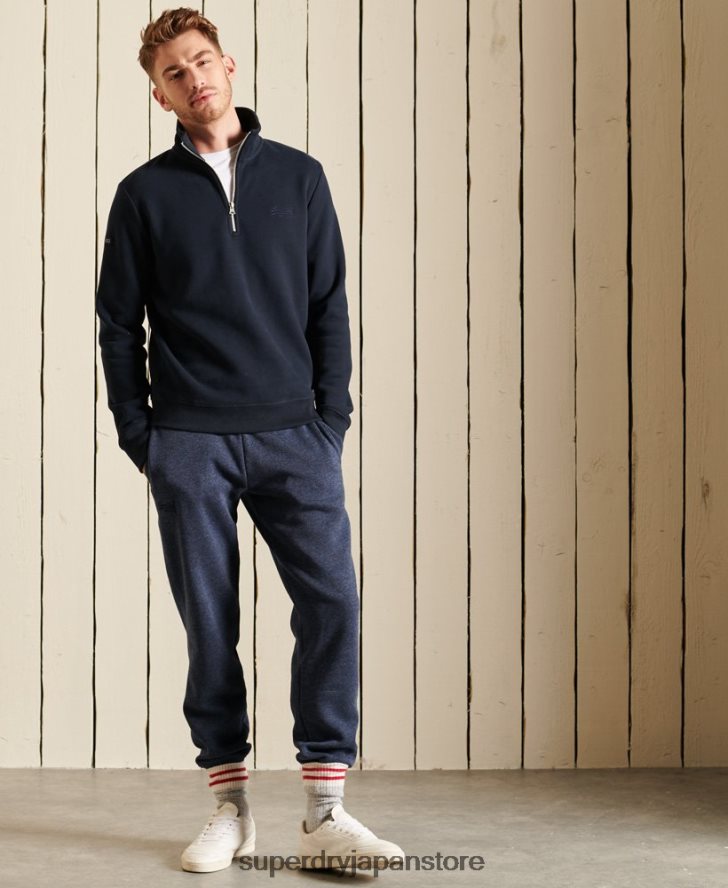 ヴィンテージロゴ刺繍ジップヘンリースウェットシャツ 男性 Superdry 衣類 海軍 2J62PZ5038