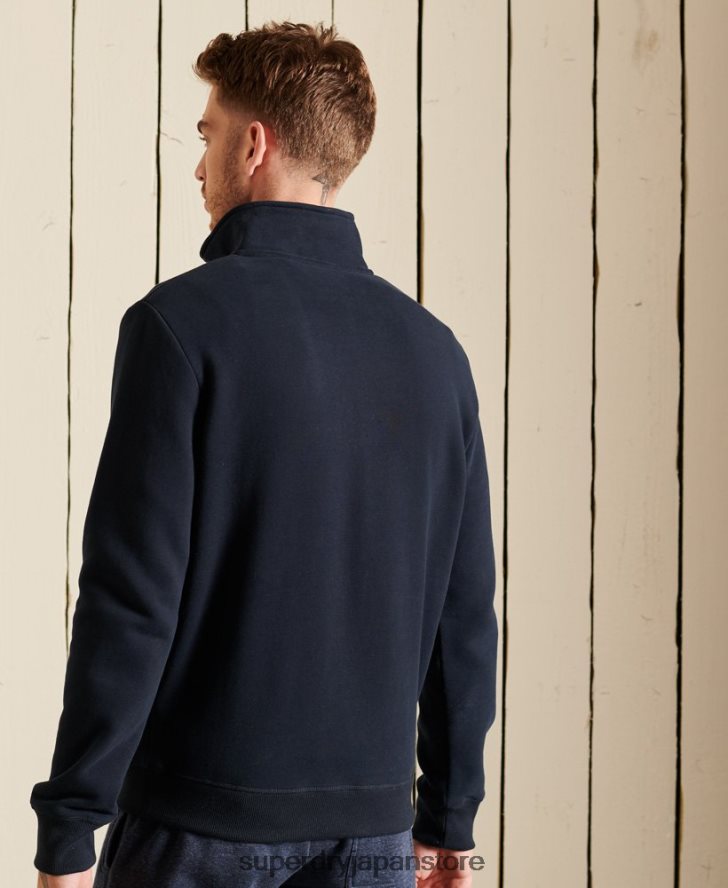 ヴィンテージロゴ刺繍ジップヘンリースウェットシャツ 男性 Superdry 衣類 海軍 2J62PZ5038