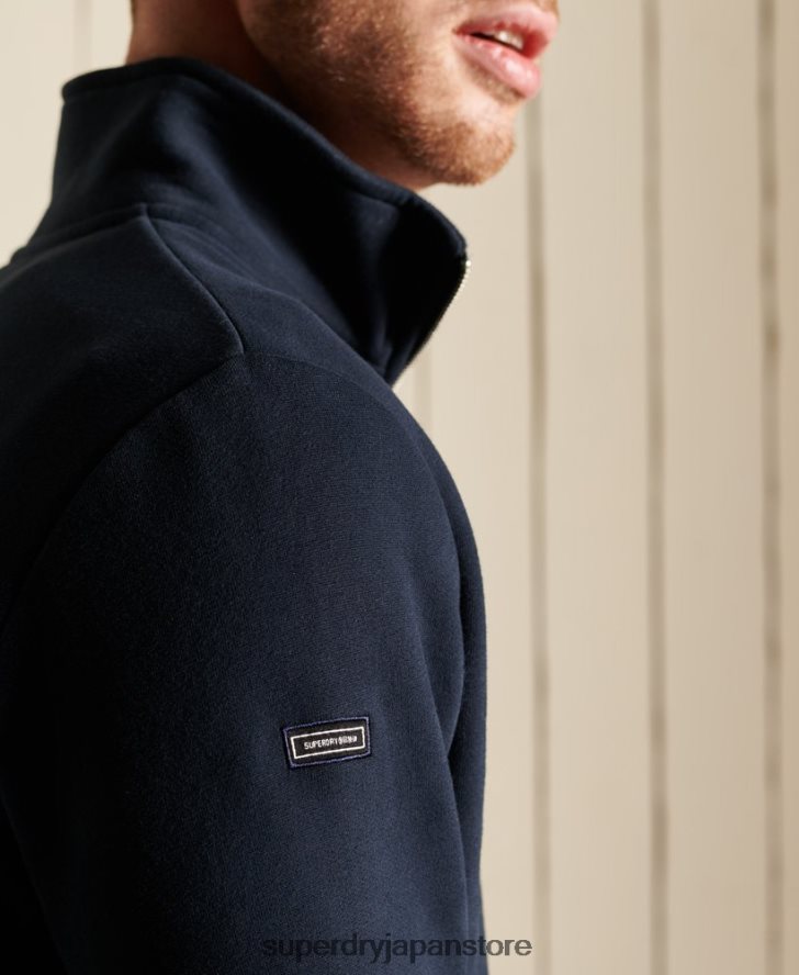 ヴィンテージロゴ刺繍ジップヘンリースウェットシャツ 男性 Superdry 衣類 海軍 2J62PZ5038