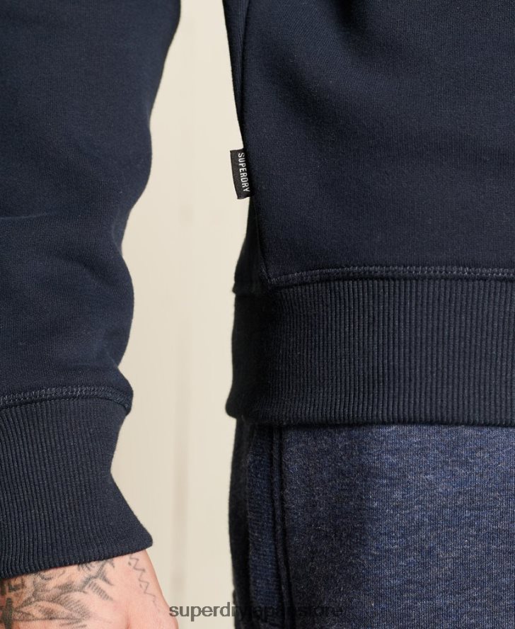 ヴィンテージロゴ刺繍ジップヘンリースウェットシャツ 男性 Superdry 衣類 海軍 2J62PZ5038