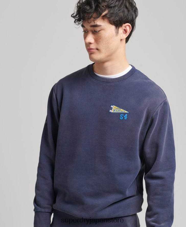 ヴィンテージ カレッジ クルー スウェットシャツ 男性 Superdry 衣類 海軍 2J62PZ5039