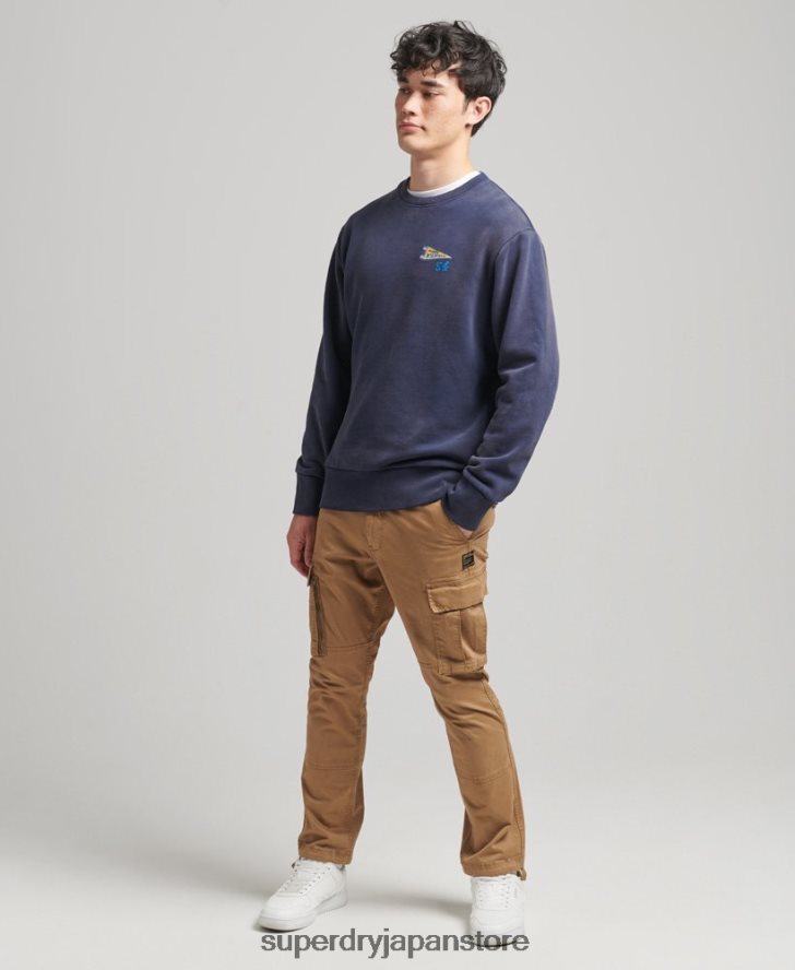 ヴィンテージ カレッジ クルー スウェットシャツ 男性 Superdry 衣類 海軍 2J62PZ5039