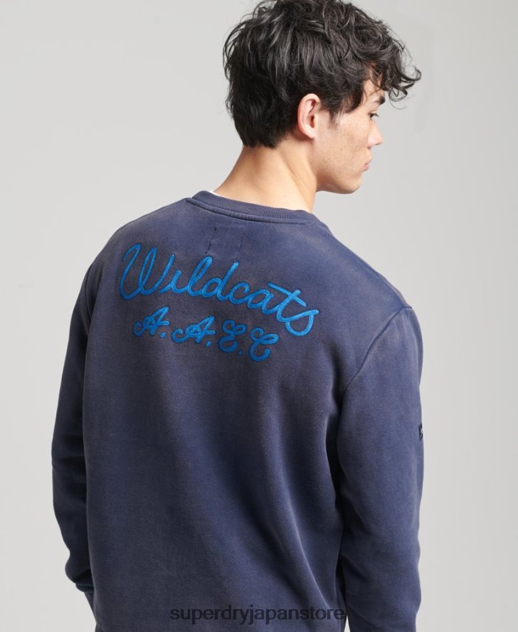 ヴィンテージ カレッジ クルー スウェットシャツ 男性 Superdry 衣類 海軍 2J62PZ5039