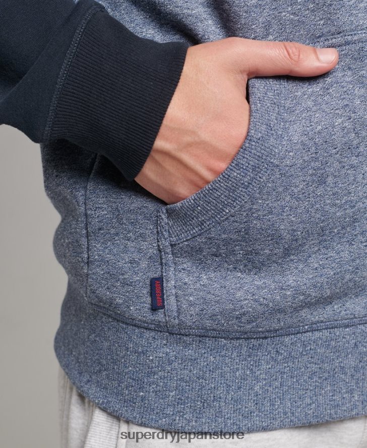 オーガニックコットン エッセンシャルロゴ ベースボール ジップ パーカー 男性 Superdry 衣類 青 2J62PZ503