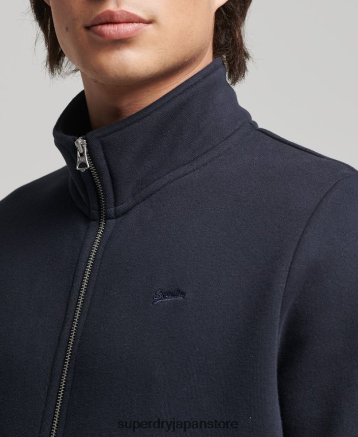 オーガニックコットン ヴィンテージロゴ ジップトラックトップ 男性 Superdry 衣類 海軍 2J62PZ5041