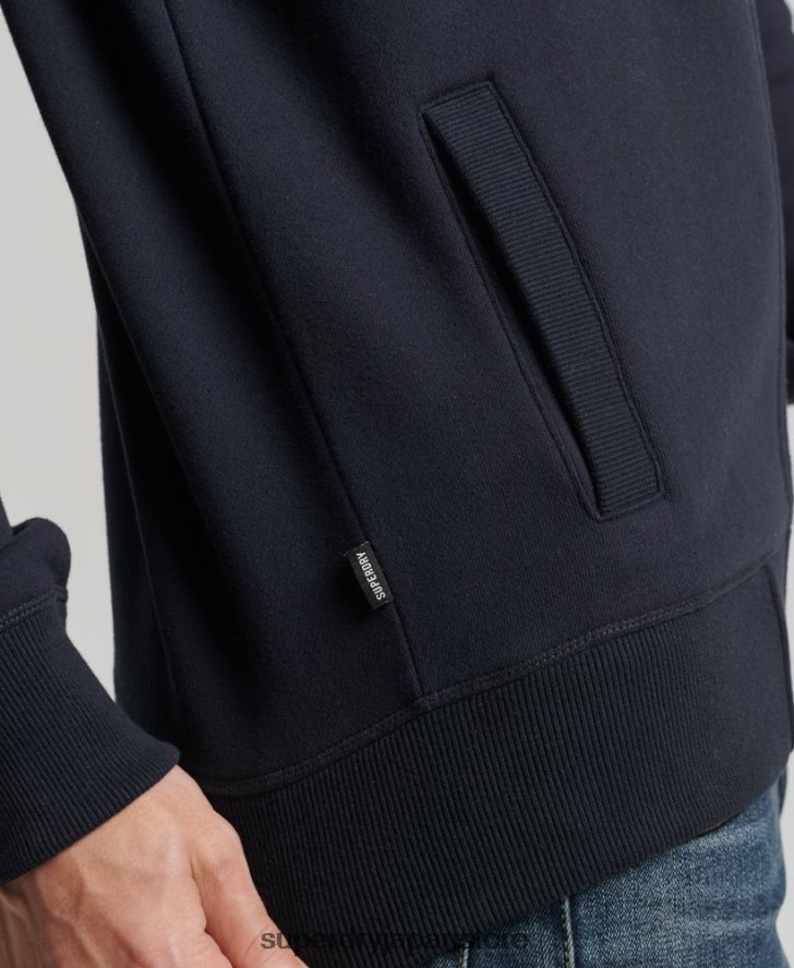 オーガニックコットン ヴィンテージロゴ ジップトラックトップ 男性 Superdry 衣類 海軍 2J62PZ5041