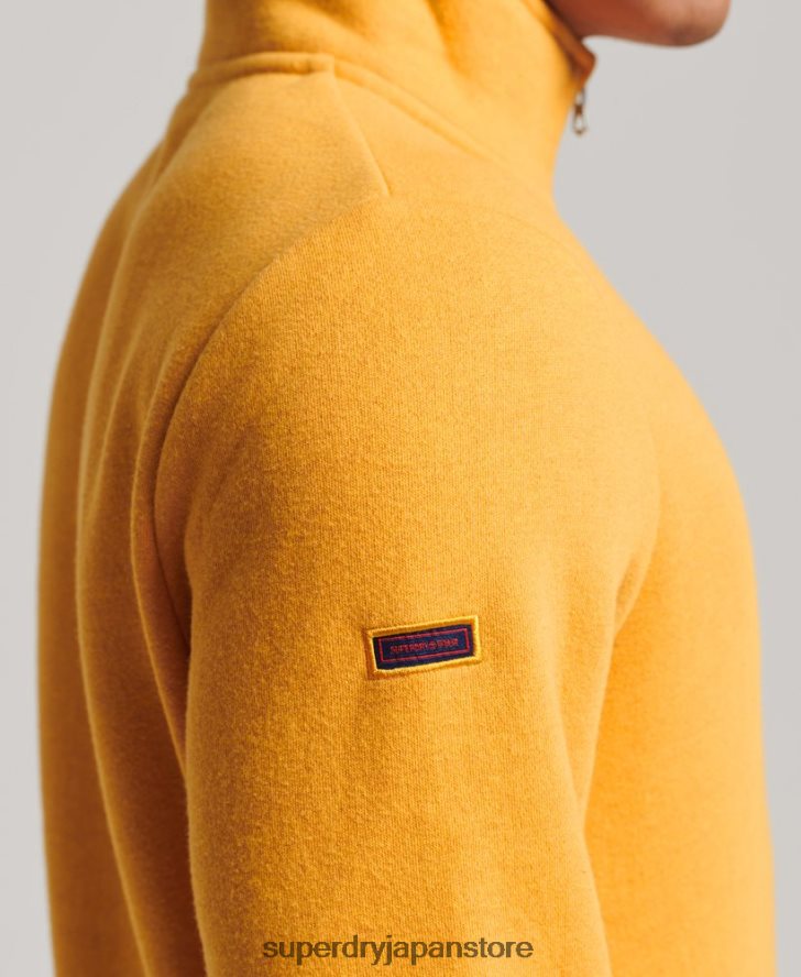 オーガニックコットン ヴィンテージ ロゴ ジップ ヘンリー スウェットシャツ 男性 Superdry 衣類 黄色 2J62PZ5042