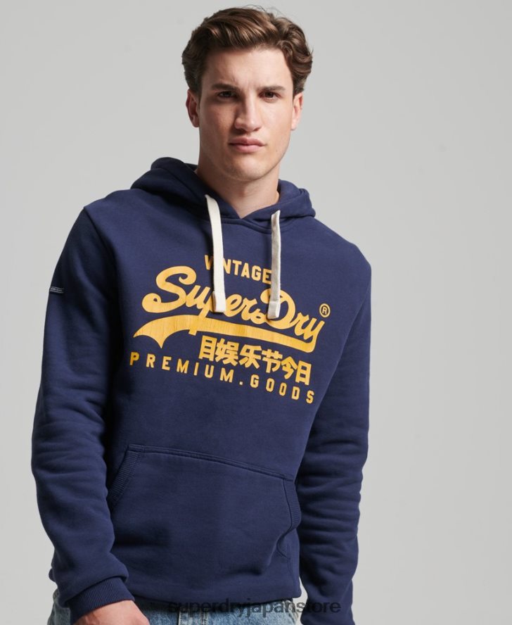 ヴィンテージロゴ ヘリテージパーカー 男性 Superdry 衣類 海軍 2J62PZ5045