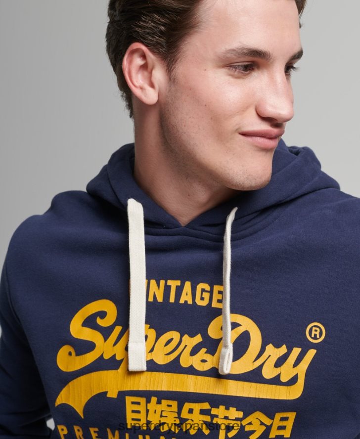 ヴィンテージロゴ ヘリテージパーカー 男性 Superdry 衣類 海軍 2J62PZ5045