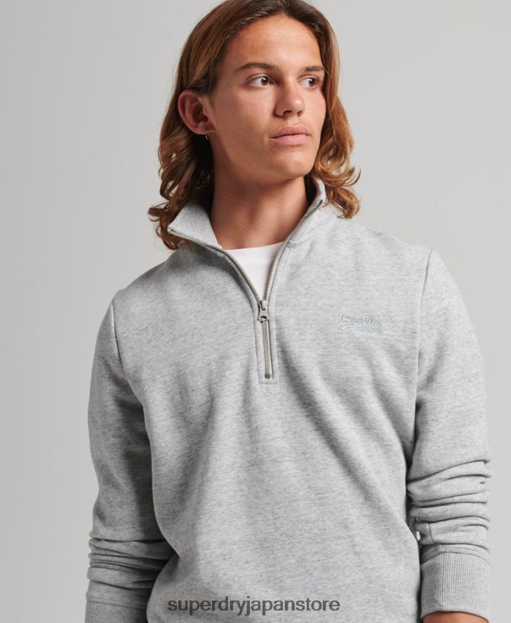 オーガニックコットン エッセンシャル ロゴ ハーフジップ スウェットシャツ 男性 Superdry 衣類 グレー 2J62PZ5048