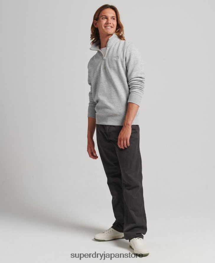 オーガニックコットン エッセンシャル ロゴ ハーフジップ スウェットシャツ 男性 Superdry 衣類 グレー 2J62PZ5048