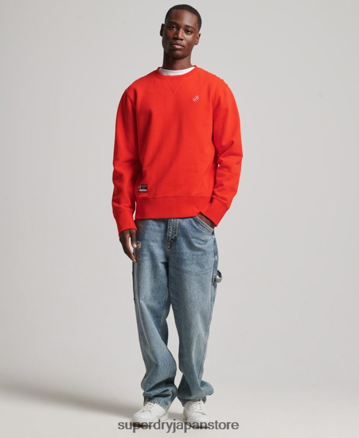 コード オーガニックコットン エッセンシャル クルー スウェットシャツ 男性 Superdry 衣類 赤 2J62PZ5049