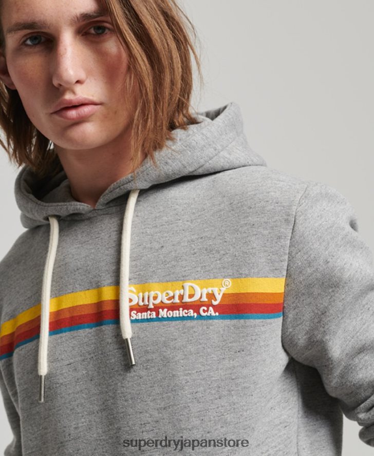 ヴィンテージ会場パーカー 男性 Superdry 衣類 グレー 2J62PZ505