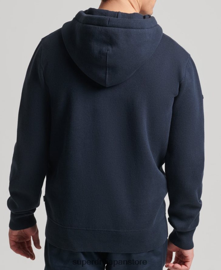 オーガニックコットンのエッセンシャルパーカー 男性 Superdry 衣類 海軍 2J62PZ5050
