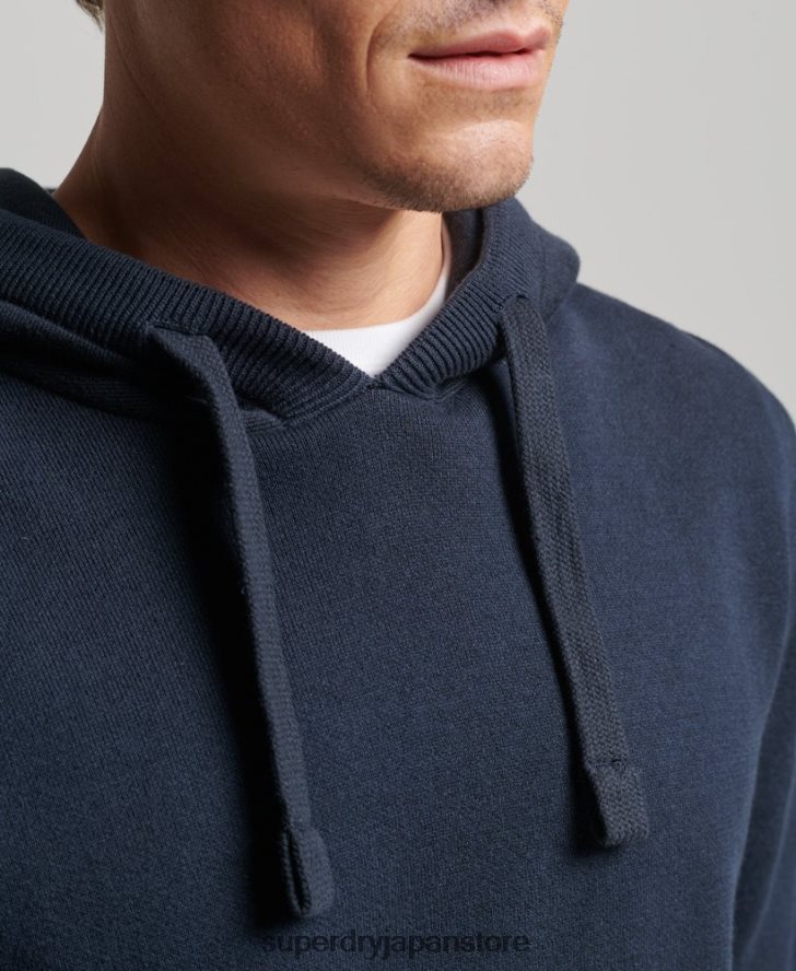 オーガニックコットンのエッセンシャルパーカー 男性 Superdry 衣類 海軍 2J62PZ5050