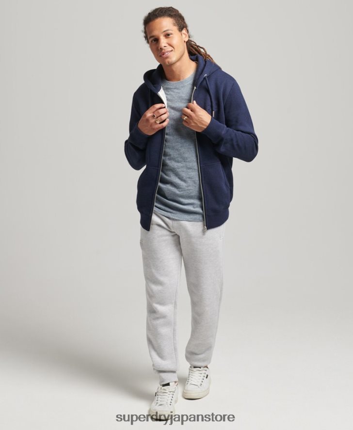 オーガニックコットン ヴィンテージロゴ刺繍ジップパーカー 男性 Superdry 衣類 海軍 2J62PZ5052
