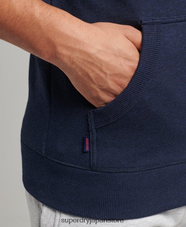 オーガニックコットン ヴィンテージロゴ刺繍ジップパーカー 男性 Superdry 衣類 海軍 2J62PZ5052