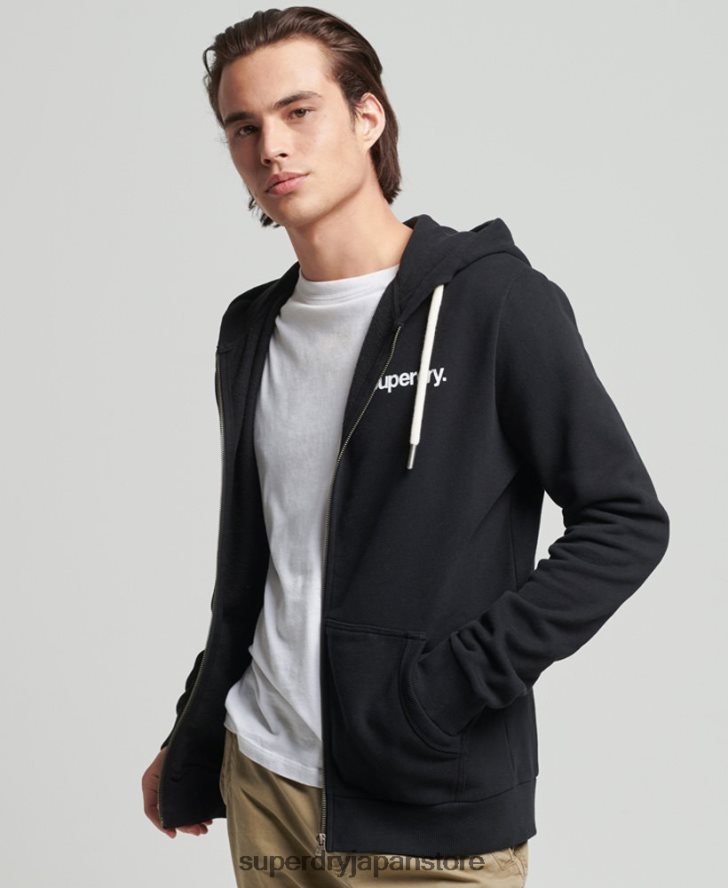 ヴィンテージコアロゴクラシックジップパーカー 男性 Superdry 衣類 黒 2J62PZ5053