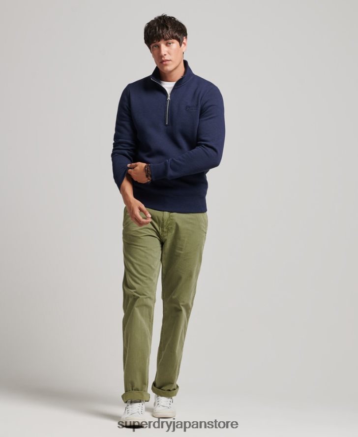 オーガニックコットン エッセンシャル ロゴ ハーフジップ スウェットシャツ 男性 Superdry 衣類 海軍 2J62PZ5062
