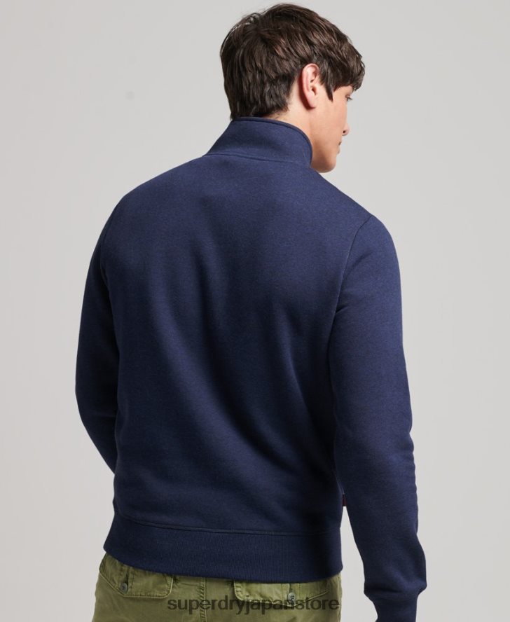オーガニックコットン エッセンシャル ロゴ ハーフジップ スウェットシャツ 男性 Superdry 衣類 海軍 2J62PZ5062