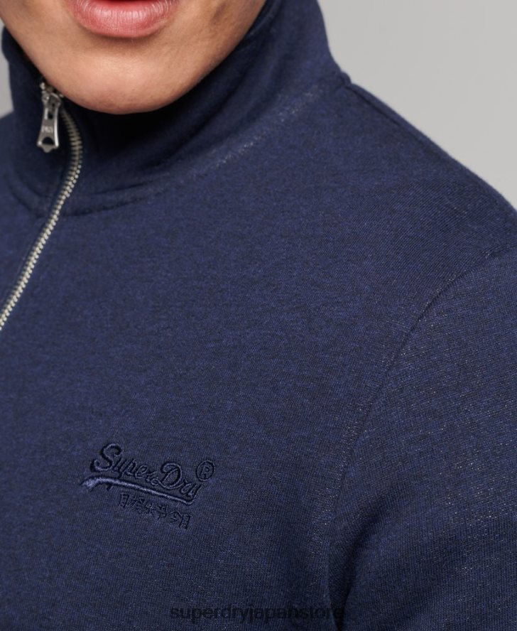 オーガニックコットン エッセンシャル ロゴ ハーフジップ スウェットシャツ 男性 Superdry 衣類 海軍 2J62PZ5062