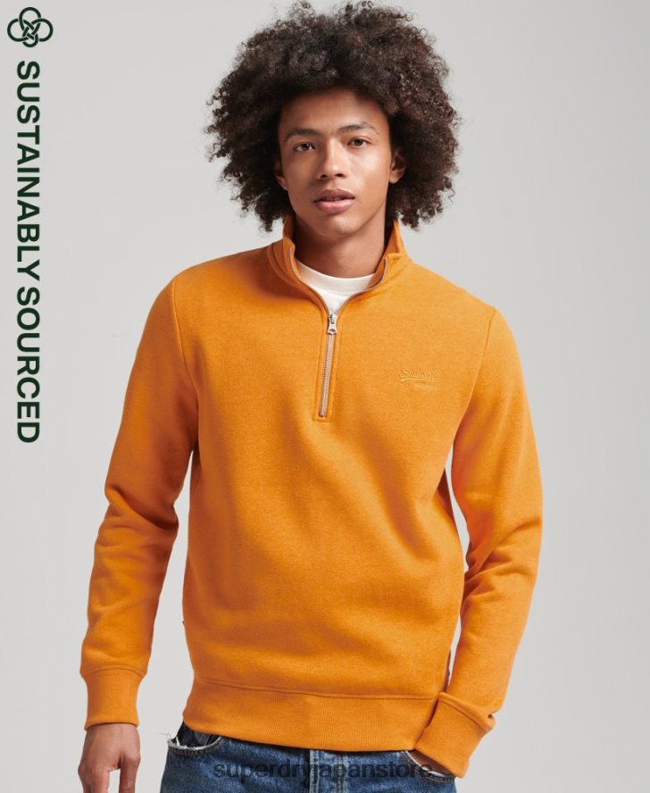 オーガニックコットン エッセンシャル ロゴ ハーフジップ スウェットシャツ 男性 Superdry 衣類 黄色 2J62PZ5063