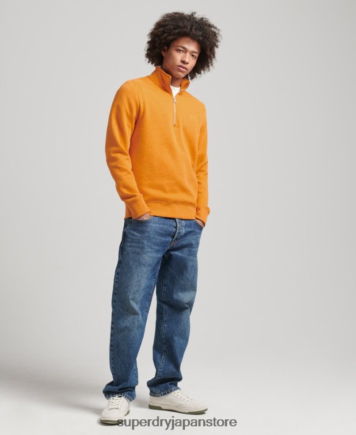 オーガニックコットン エッセンシャル ロゴ ハーフジップ スウェットシャツ 男性 Superdry 衣類 黄色 2J62PZ5063