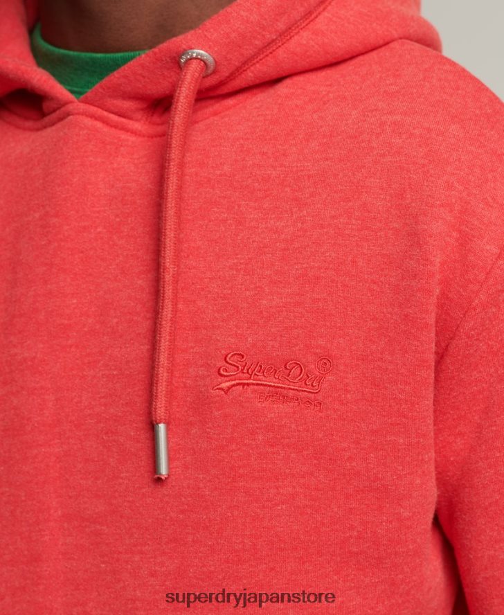 オーガニックコットンのヴィンテージロゴ刺繍パーカー 男性 Superdry 衣類 赤 2J62PZ5070
