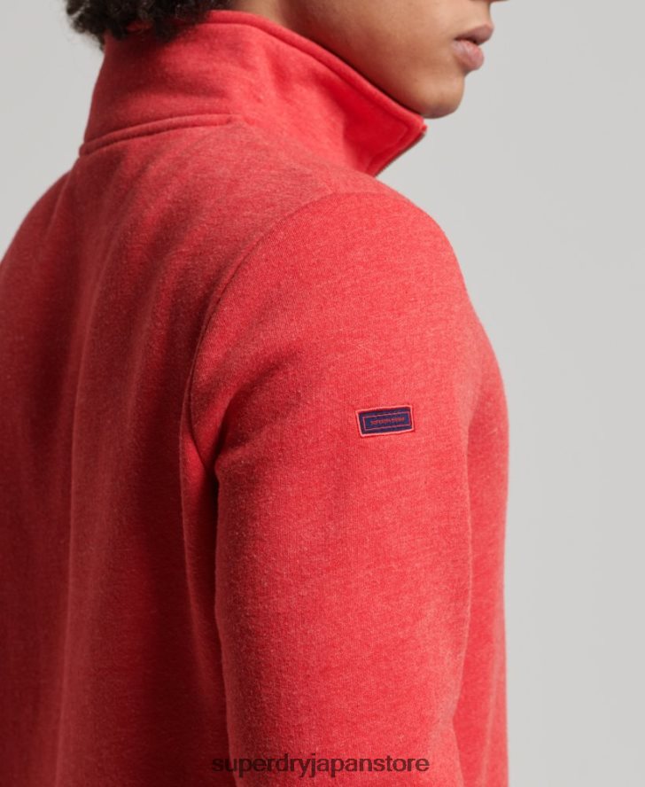 オーガニックコットン ヴィンテージ ロゴ ジップ ヘンリー スウェットシャツ 男性 Superdry 衣類 赤 2J62PZ5071