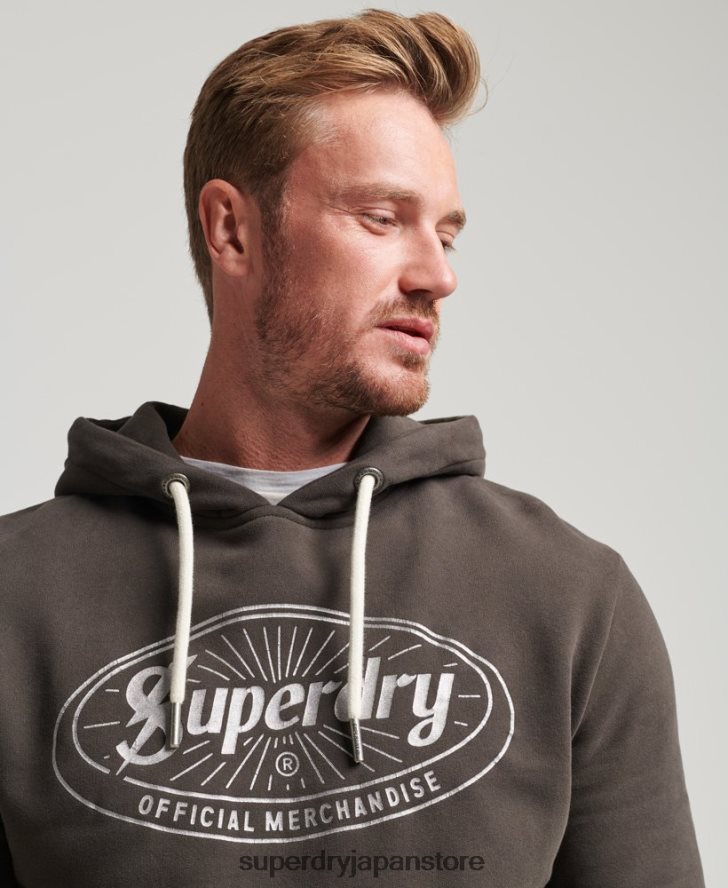 ヴィンテージ ライトニング ロゴ パーカー 男性 Superdry 衣類 濃い灰色 2J62PZ5073