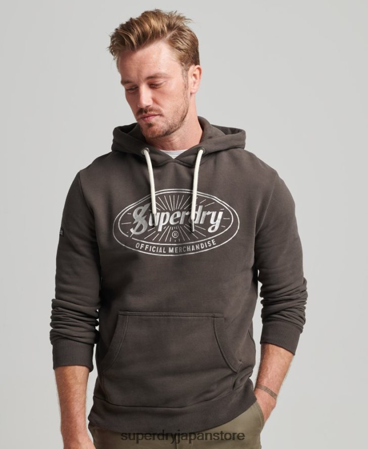 ヴィンテージ ライトニング ロゴ パーカー 男性 Superdry 衣類 濃い灰色 2J62PZ5073
