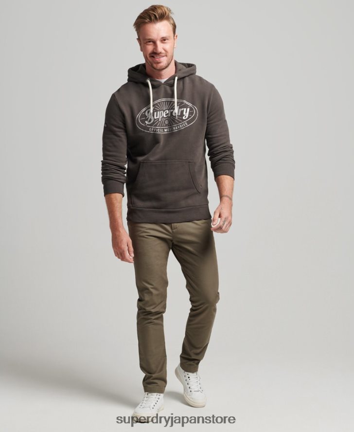 ヴィンテージ ライトニング ロゴ パーカー 男性 Superdry 衣類 濃い灰色 2J62PZ5073
