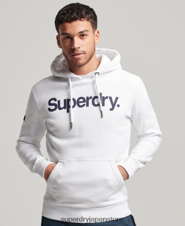 オーガニックコットンコアロゴグラフィックパーカー 男性 Superdry 衣類 白 2J62PZ5075