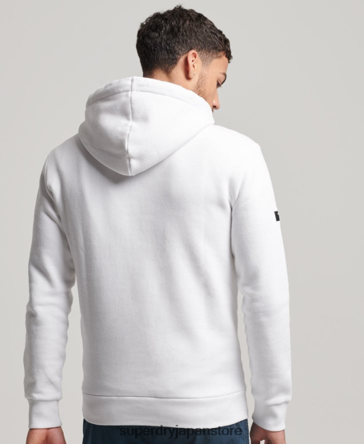 オーガニックコットンコアロゴグラフィックパーカー 男性 Superdry 衣類 白 2J62PZ5075
