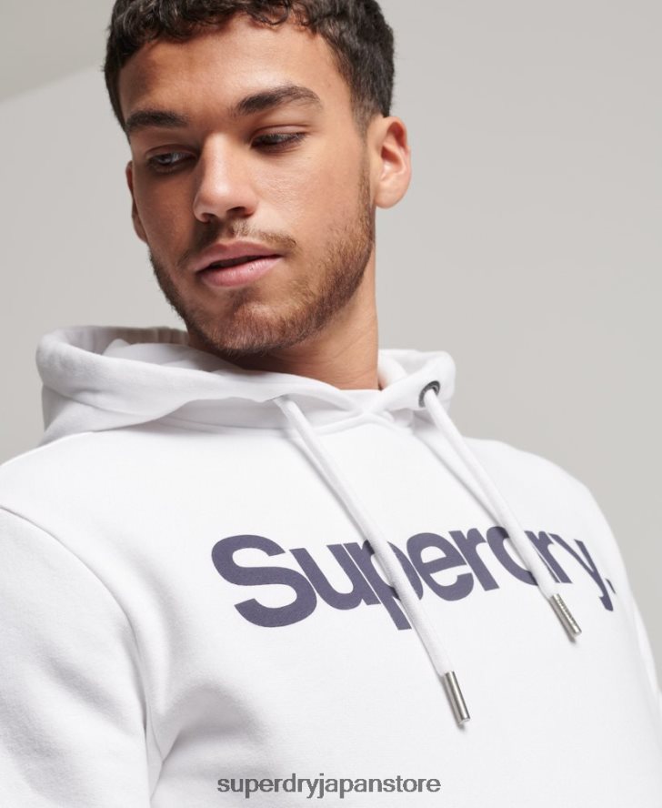 オーガニックコットンコアロゴグラフィックパーカー 男性 Superdry 衣類 白 2J62PZ5075