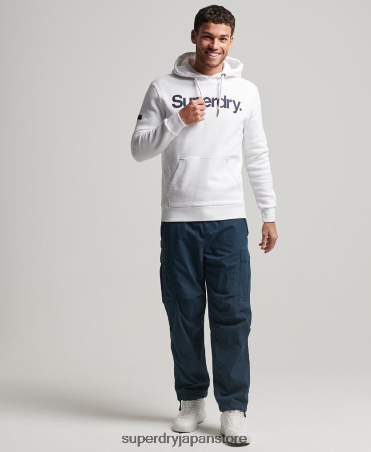 オーガニックコットンコアロゴグラフィックパーカー 男性 Superdry 衣類 白 2J62PZ5075