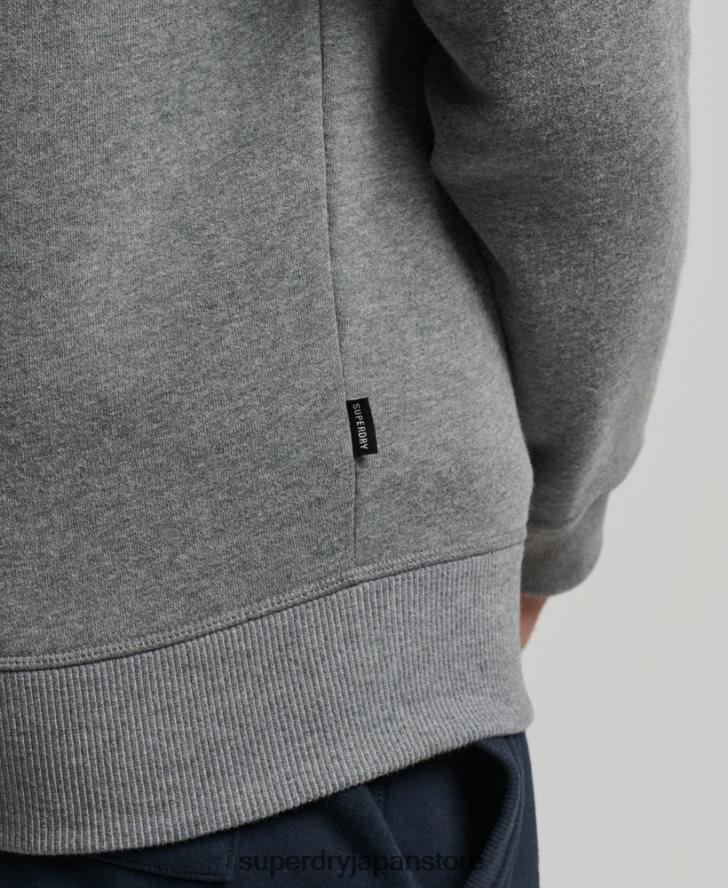 オーガニックコットン ヴィンテージ ロゴ ジップ ヘンリー スウェットシャツ 男性 Superdry 衣類 グレー 2J62PZ5076