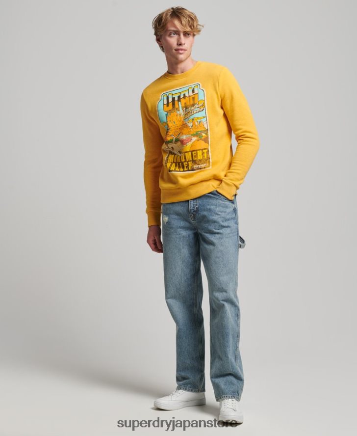 トラベル ポストカード グラフィック スウェットシャツ 男性 Superdry 衣類 金 2J62PZ5079