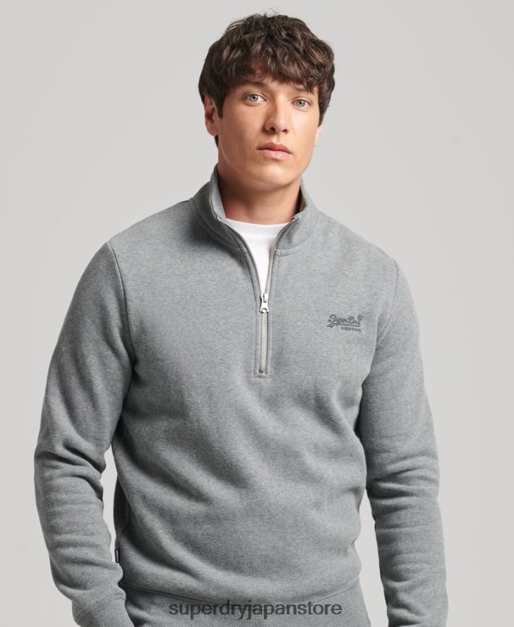 オーガニックコットン エッセンシャル ロゴ ハーフジップ スウェットシャツ 男性 Superdry 衣類 グレー 2J62PZ5080
